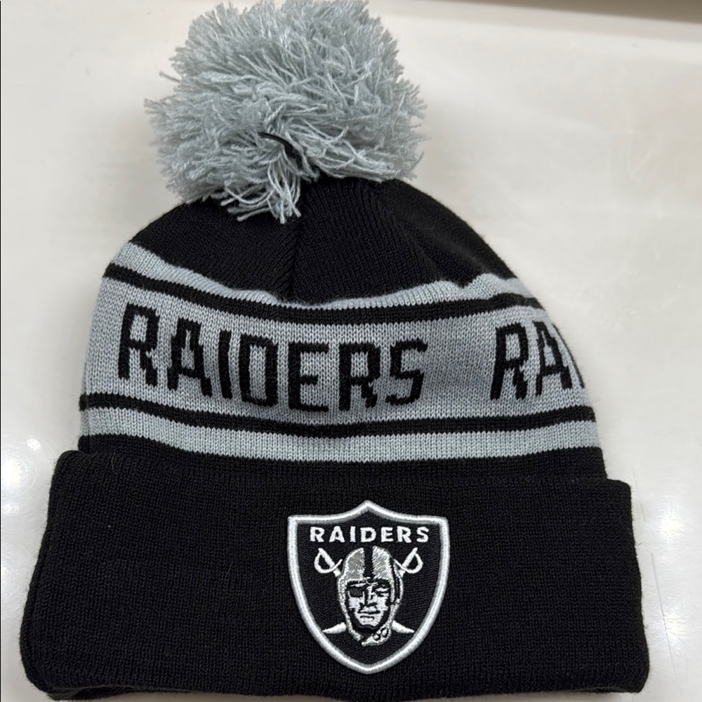Riders by Lee Kids Pom-Pom Beanie - Black and Gray